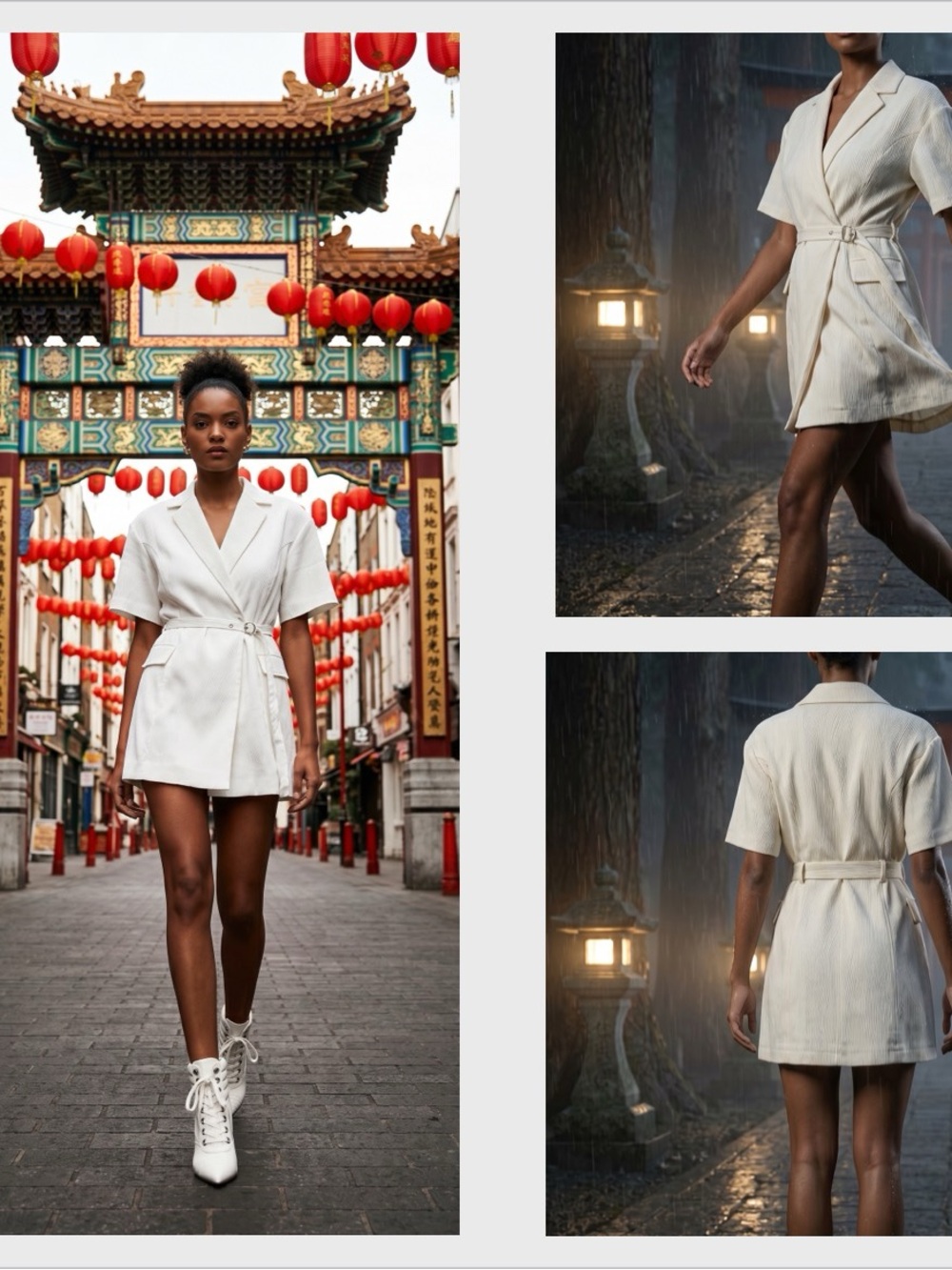 Anthropologie Cream Short Sleeve Belted Blazer Dress